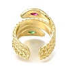 Rack Plating Brass Micro Pave Cubic Zirconia Open Cuff Rings for Women RJEW-M022-01G-01-3