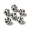 Printed Round Wood European Beads WOOD-M006-01-1