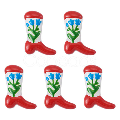 5Pcs Boot Baking Paint Glass Enamel Beads LAMP-TADJ0001-08G-1