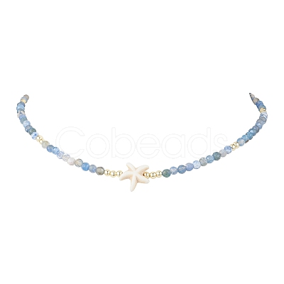 5Pcs 5 Colors Summer Beach Natural Amethyst & Green Aventurine & Dyed Agate Round Beaded Necklaces NJEW-JN05262-1