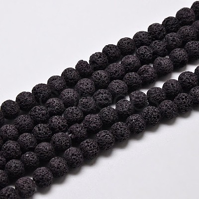 Natural Lava Rock Round Bead Strands X-G-I124-8mm-10-1