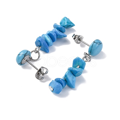Natural Mixed Stone Dangle Stud Earrings EJEW-JE06371-1