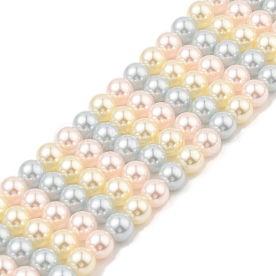 Baking Paint Pearlized Glass Pearl Round Bead Strands PEAR-H019-02C-09-1