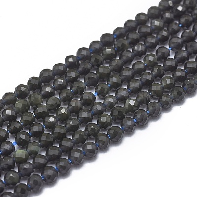 Natural Obsidian Beads Strands G-G792-36B-1