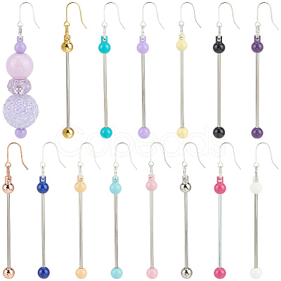15Pairs 15 Colors Iron & 201 Stainless Steel Dangle Earring Findings EJEW-SC0010-92-1