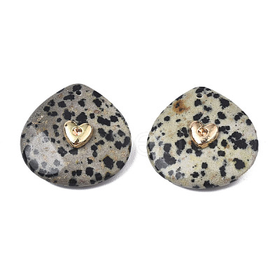 Natural Dalmatian Jasper Pendant Rhinestone Settings G-N326-131-04-1