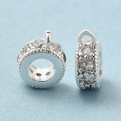 Rack Plating Brass Micro Pave Cubic Zirconia Tube Bails KK-E081-08S-1