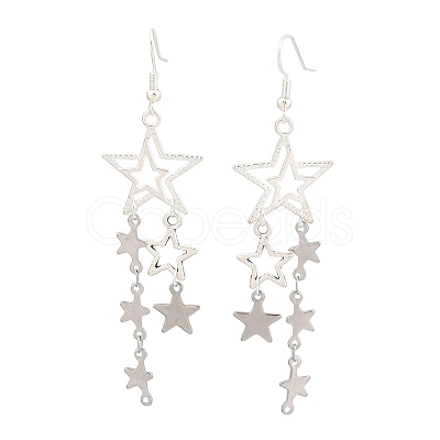 304 Stainless Steel Star Dangle Earrings EJEW-TA00624-1