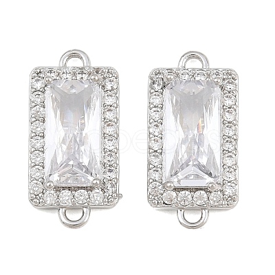 Brass Micro Pave Clear Cubic Zirconia Connector Charms CU-CBA7BFE-01B-P-1