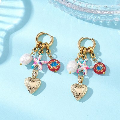 Natural Freshwater Pearl Hoop Earrings EJEW-JE06967-1