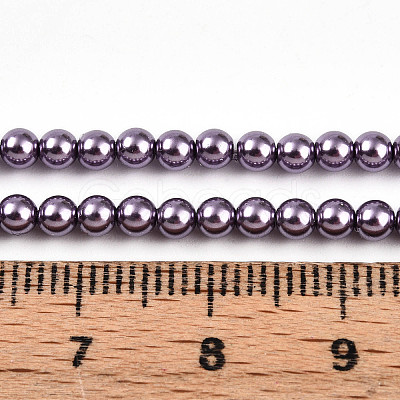 Baking Paint Pearlized Glass Pearl Bead Strands HY-N002-3mm-A14-1