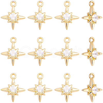 14Pcs Brass Micro Pave Cubic Zirconia Pendants KK-BBC0028-17-1