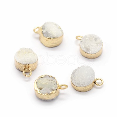 Natural Druzy Quartz Charms G-P396-07G-03-1