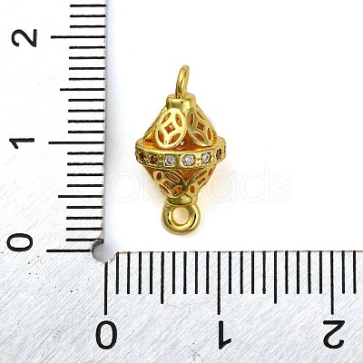 Brass Micro Pave Clear Cubic Zirconia Hollow Bicone Connector Charms KK-A230-05E-G-1