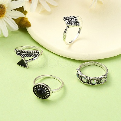 Zinc Alloy Finger Rings Sets RJEW-L101-03AS-1