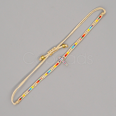 Adjustable Nylon Cord Braided Bead Bracelets BJEW-C011-08E-1