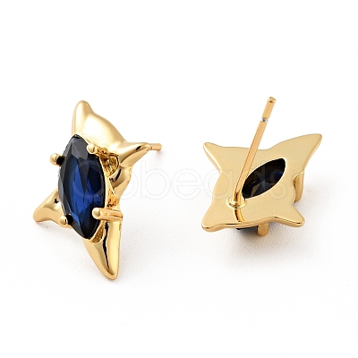 Cubic Zirconia Star Stud Earrings EJEW-G297-26G-1