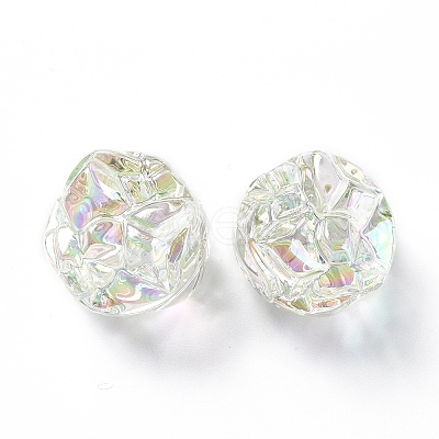 UV Plating Rainbow Iridescent Acrylic Beads OACR-H015-09-1