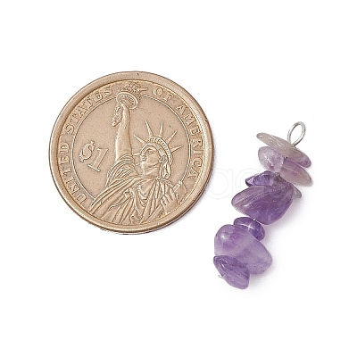 3Pcs Natural Rose Quartz & Amethyst & Lapis Lazuli Chip Beaded Constellation Pendants PALLOY-JF03043-07-1