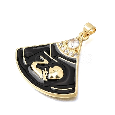 Brass Micro Pave Clear Cubic Zirconia Pendants CU-CBAE7DF-03G-1