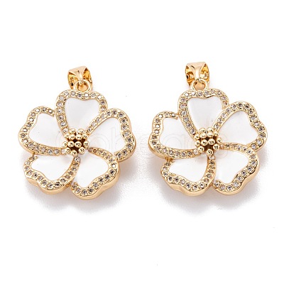 Real 18K Gold Plated Brass Micro Pave Clear Cubic Zirconia Beads Pendants ZIRC-M114-32G-C-1