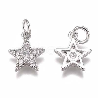 Brass Micro Pave Cubic Zirconia Charms ZIRC-F111-11P-1