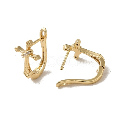 Brass Micro Pave Cubic Zirconia Hoop Earring EJEW-L271-10KCG-04-1