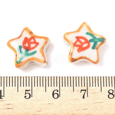 Flower Theme Handmade Porcelain Beads LAMP-D303-06D-02-1