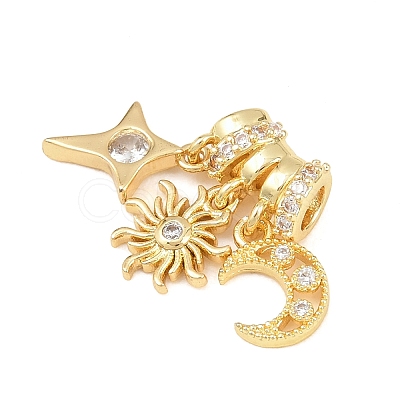 Brass Micro Pave Clear Cubic Zirconia Pendants X-KK-Z151-03G-01-1