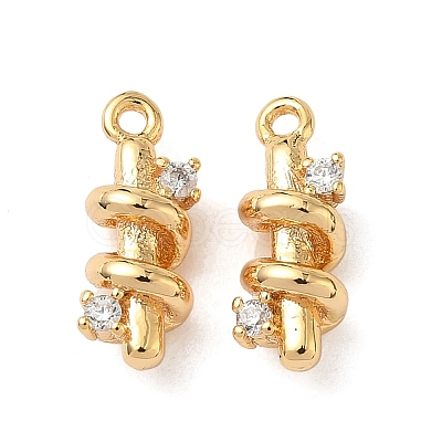 Brass Micro Pave Clear Cubic Zirconia Charms KK-B160-17G-1