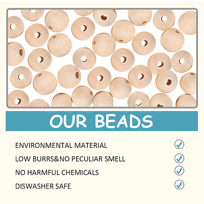 Round Unfinished Wood Beads WOOD-PH0008-10-1