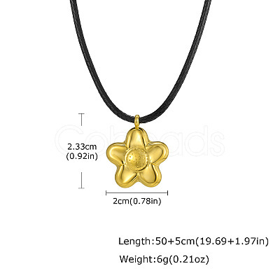 304 Stainless Steel Pendant Adjustable Black Waxed Cord Necklaces for Women WG4D27E-04-1