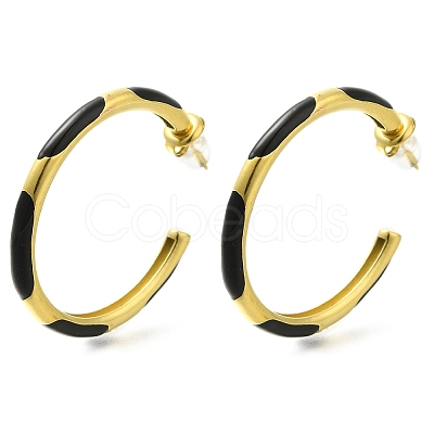 Ion Plating(IP) 304 Stainless Steel Enamel Stud Earrings EJEW-I316-06G-02-1