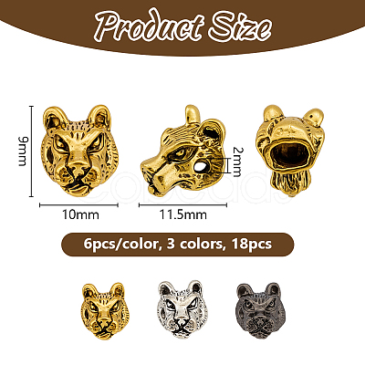 18Pcs 3 Colors Tibetan Style Alloy Beads FIND-OC0013-62-1