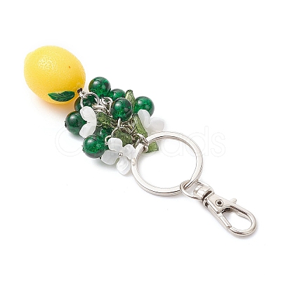 Opaque Resin & Spray Painted Crackle Glass Keychains KEYC-JKC01343-02-1
