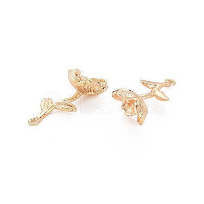 Brass Birth Flower Connector Charms X-KK-S364-233-1