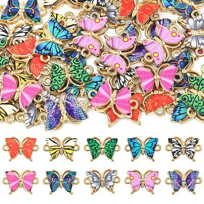 20Pcs 10 Colors Alloy Enamel Connector Charms ENAM-YW0008-04-1