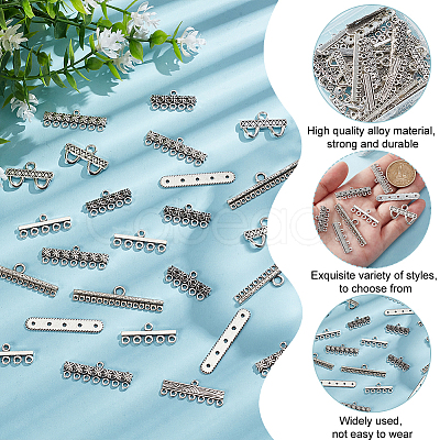 80Pcs 8 Styles Tibetan Style Alloy Chandelier Component Links FIND-GO0003-54-1