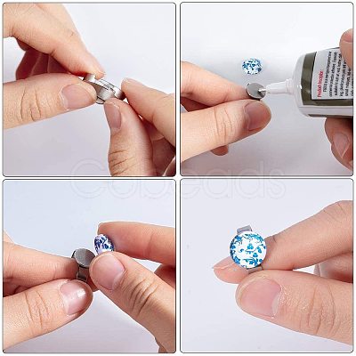 Adjustable 304 Stainless Steel Finger Rings Components STAS-PH0019-20P-1