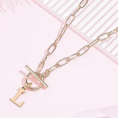 304 Stainless Steel Letter Pendant Necklaces NJEW-LP0001-52L-G-1