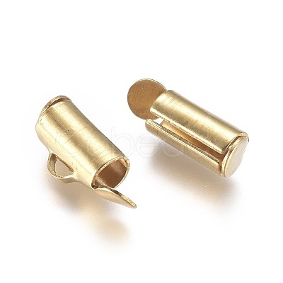 Brass Slide On End Clasp Tubes KK-TAC0003-04C-G-1