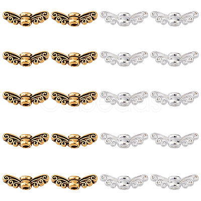 Tibetan Style Alloy Fairy Wing Beads TIBEB-PH0004-81-WH-1