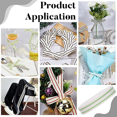 Cotton Stripe Pattern Ribbon OCOR-WH0078-550D-1