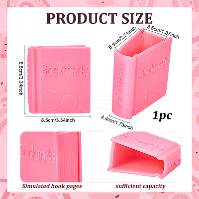 Plastic Book-shaped Bookmark Holder AJEW-WH0609-623A-1