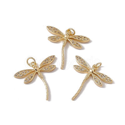Brass Micro Pave Clear Cubic Zirconia Pendants KK-G439-29G-1