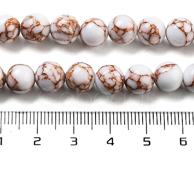 Synthetic Gold Line Turquoise Beads Strands G-H026-01E-01-1