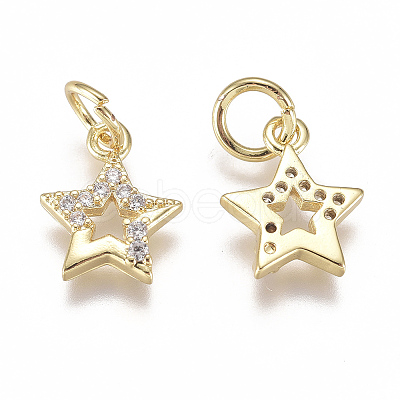 Brass Micro Pave Cubic Zirconia Charms X-ZIRC-F111-15G-1