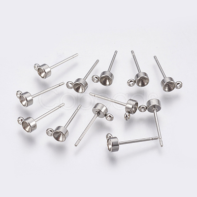 Non-Tarnish 201 Stainless Steel Stud Earring Findings STAS-P196-05-1