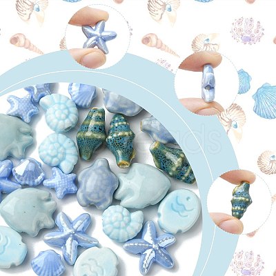 24Pcs 8 Styles Handmade Porcelain Beads PORC-FS0001-46C-1