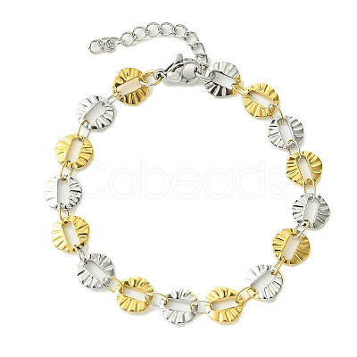Ion Plating(IP) 304 Stainless Steel Round Link Bracelets for Women BJEW-A007-01GP-1